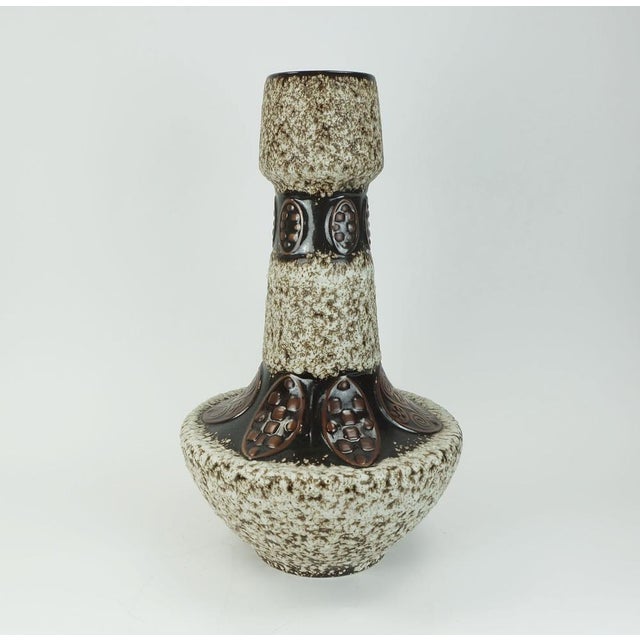 Beige Large Model 100 Floor Vase with Fat Lava Glaze and Ornamental Decor, 1970s For Sale - Image 8 of 13