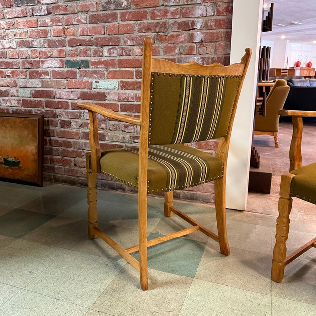Henning Kjærnulf, Armchairs, Oak, Wool, Denmark, 1960s For Sale - Image 6 of 7