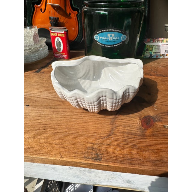 White Small 1970s White Ceramic Shell Planter For Sale - Image 8 of 8