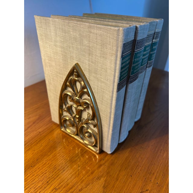 Vintage Brass Arched Bookends, Pair For Sale - Image 4 of 5