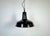 Industrial dark grey ( black ) enamel pendant light made in France during the 1960s. White enamel inside the shade. Metal...
