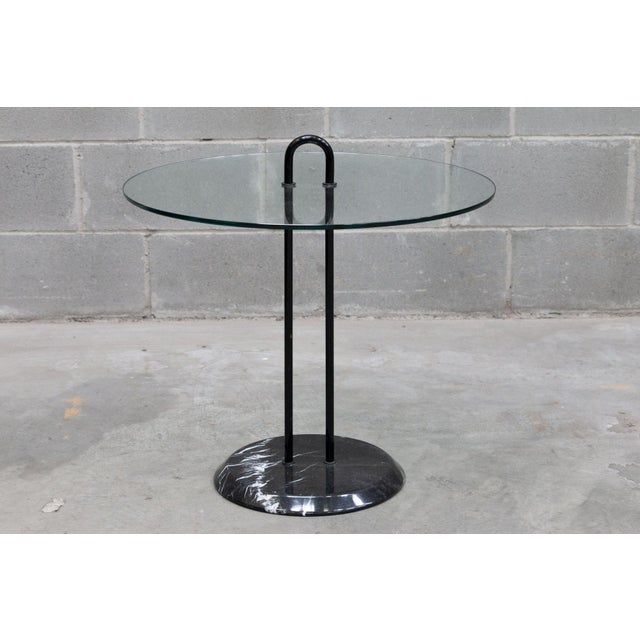 Glass Round Glass and Marble Coffee Table by Vico Magistretti for Cattelan, 1980s For Sale - Image 7 of 7