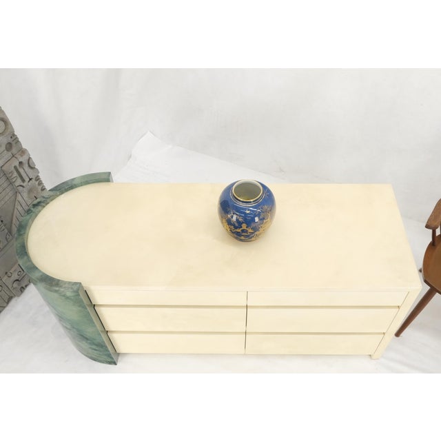 Two Part Side by Side Racetrack Buffed Lacquered Goatskin Dresser Credenza Mint! For Sale - Image 11 of 18