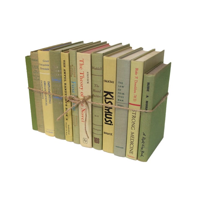Mid-Century Modern Decorative Books - Vintage Lemongrass Book Bundles - Light Green Books by the Foot For Sale - Image 3 of 3