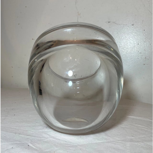 Vintage Alfredo Barbini Murano Hand Blown Colorless Glass Sphere Vase Sculpture For Sale - Image 11 of 12