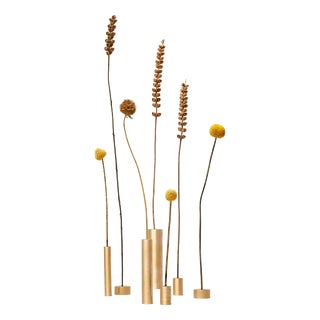 Brass Vases for Dried Flowers by Alvaro Catalán De Ocón, Set of 8 For Sale