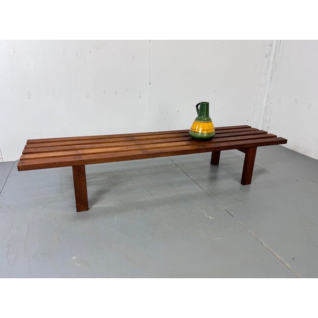 Mid-Century Modern Brown Wood Slatted Coffee Table by Martin Visser for 't Spectrum, 1960s For Sale - Image 6 of 9