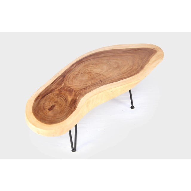 One Slab Living Edge Coffee Table With Black Iron Legs 51 For Sale - Image 4 of 6