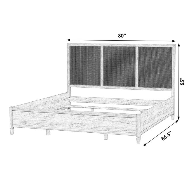 Traditional Flagstaff King Size Cane Panel Bed, Desert Sand For Sale - Image 3 of 9