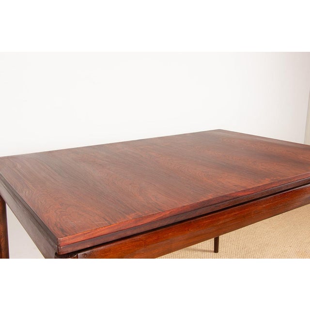 Brown Extendable Danish Dining Table in Rosewood and Brass by Poul Volther for Frem Møbelfabrik 1960. For Sale - Image 8 of 17