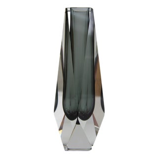 Italian Murano Faceted Sommerso Glass Vase by Flavio Poli for Alessandro Mandruzzato, 1970s For Sale