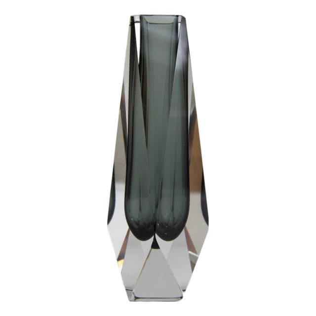 Italian Murano Faceted Sommerso Glass Vase by Flavio Poli for Alessandro Mandruzzato, 1970s For Sale