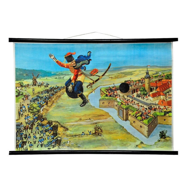 Munchausen Lying Baron Fairy Tale Wall Chart Picture Poster For Sale