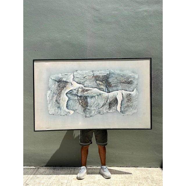 Contemporary Vintage Mixed Media Abstract Relief Painting For Sale - Image 3 of 18