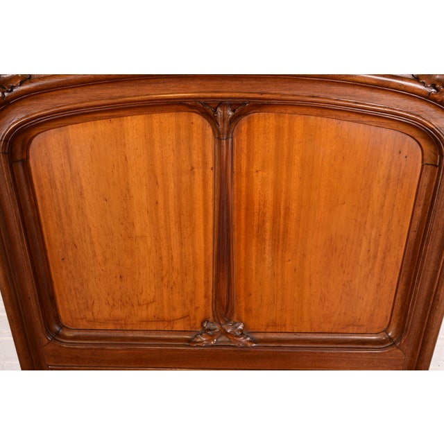 Louis Majorelle Antique French Art Nouveau Carved Walnut Twin Size Beds, Circa 1900 For Sale - Image 11 of 13