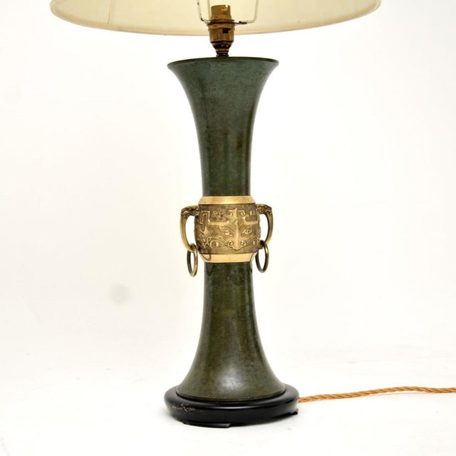 Antique Neoclassical Tole and Brass Table Lamps, 1960s, Set of 2 For Sale - Image 6 of 11