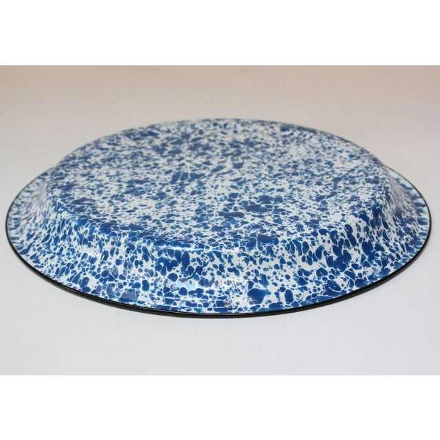 1970s Large Vintage Blue and White Graniteware / Spatterware Tray For Sale - Image 5 of 12