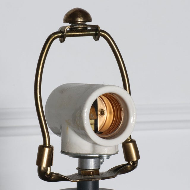 Michael Taylor 1990s Deco Michael Taylor Attributed Brass and Ebonized Urn Lamp with Metal Shade For Sale - Image 4 of 9