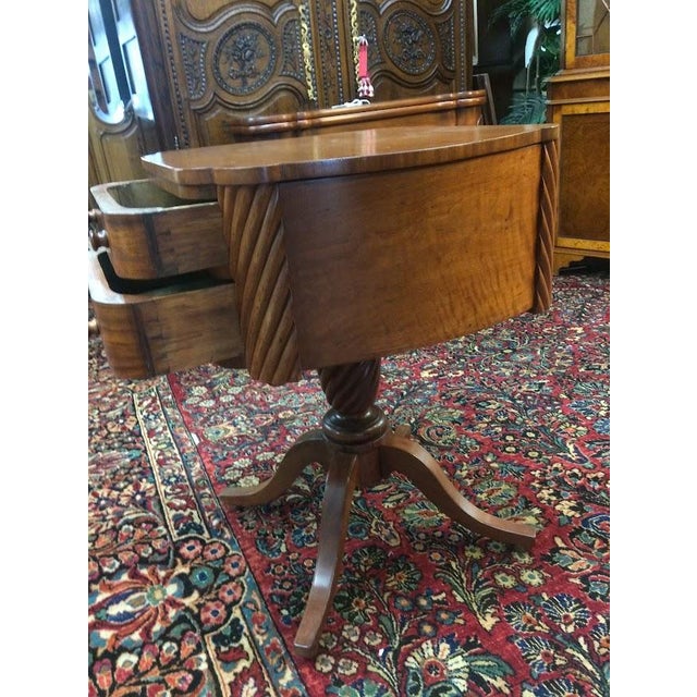 Antique Cherry and Mahogany Two Drawer Table For Sale - Image 9 of 9