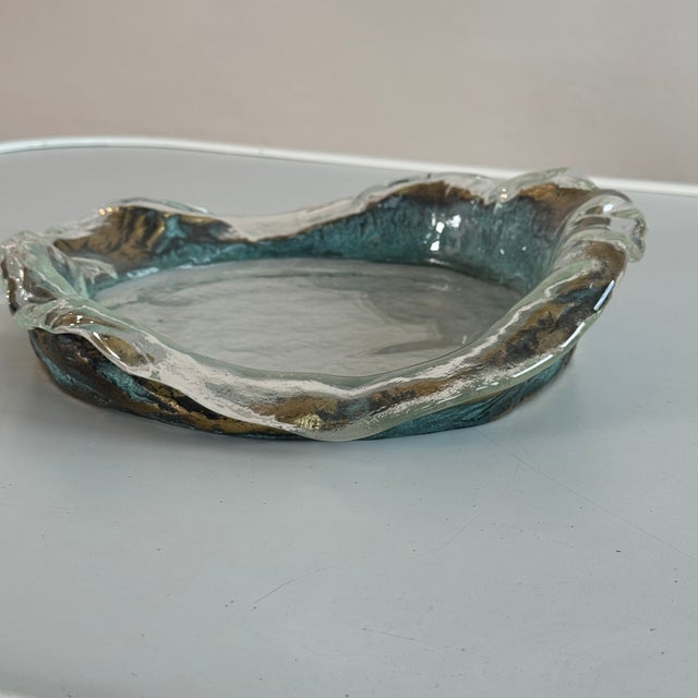 Molded Bowl in Cast Glass and Forged Bronze, 1980s For Sale - Image 4 of 12