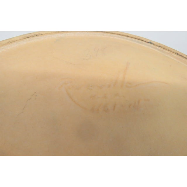 Blue Mid 20th Century Roseville Pottery 461 14 Blue Ceil Clematis Oval Center Bowl 4689b For Sale - Image 8 of 17