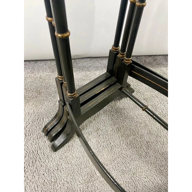 Early 20th Century Chinoiserie Black Lacquered Japanned Nesting Tables - Set of 3 For Sale - Image 12 of 12