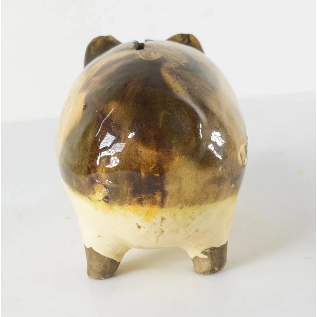 Ceramic Early 20th Century Rustic Pottery Pig Form Piggy Bank For Sale - Image 7 of 11