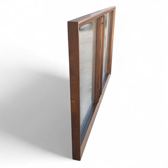 Vintage Canadian Brutalist Walnut Wall Mirror by Tobago of Canada For Sale - Image 10 of 18