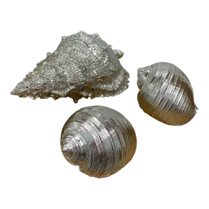 Set of 3 Vintage Faux Silver Sea Shells