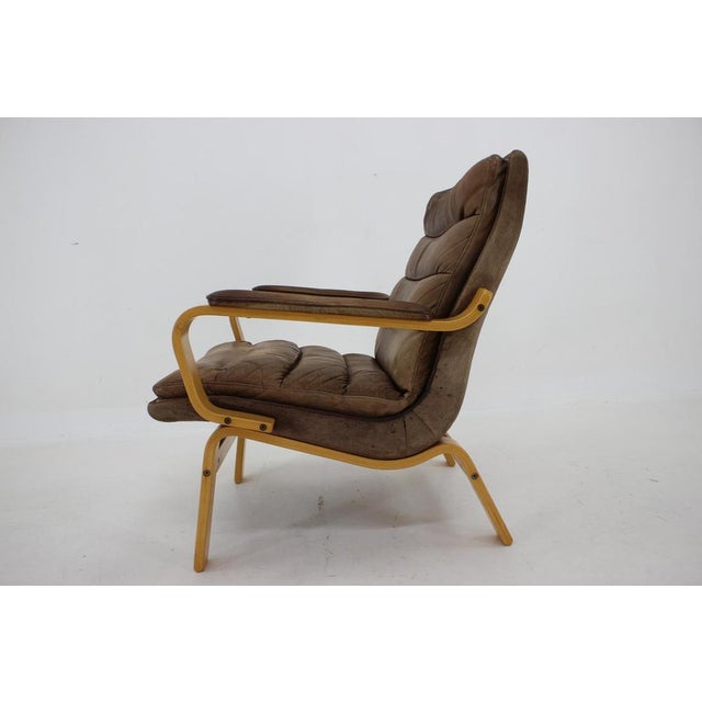 1970s Contino Leather Armchair attributed to Yngve Ekström, Sweden, 1970s For Sale - Image 5 of 15
