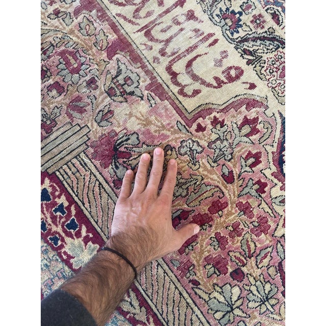 1900s COLLECTOR'S ROYAL PEACOCK KERMAN Duel Cypress Tree of Life Rug 9 x 11.8 For Sale - Image 11 of 17