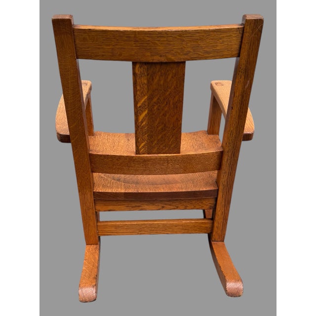 Signed Limbert Vintage Mission Oak Arts & Crafts Childs Rocking Chair For Sale - Image 10 of 12