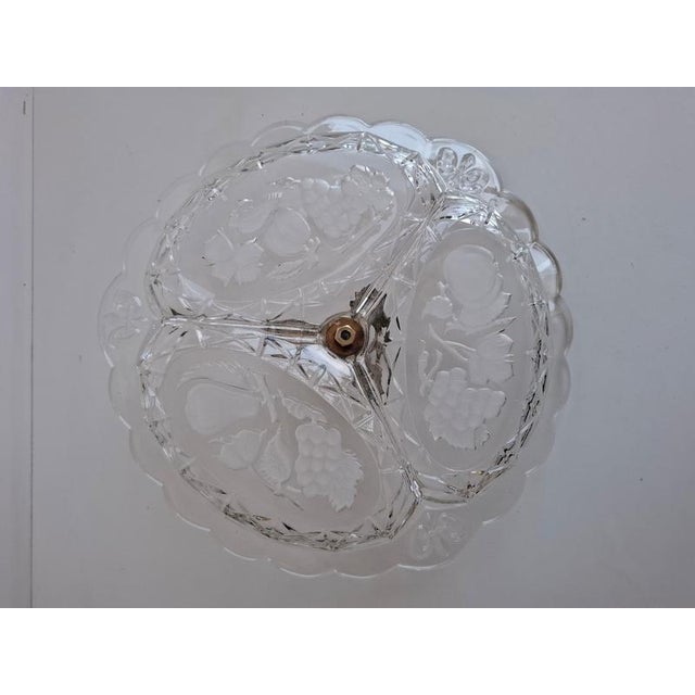 Art Deco Pressed Glass Divided Serving Dish with Alpaca Handle, 1930 For Sale - Image 9 of 18