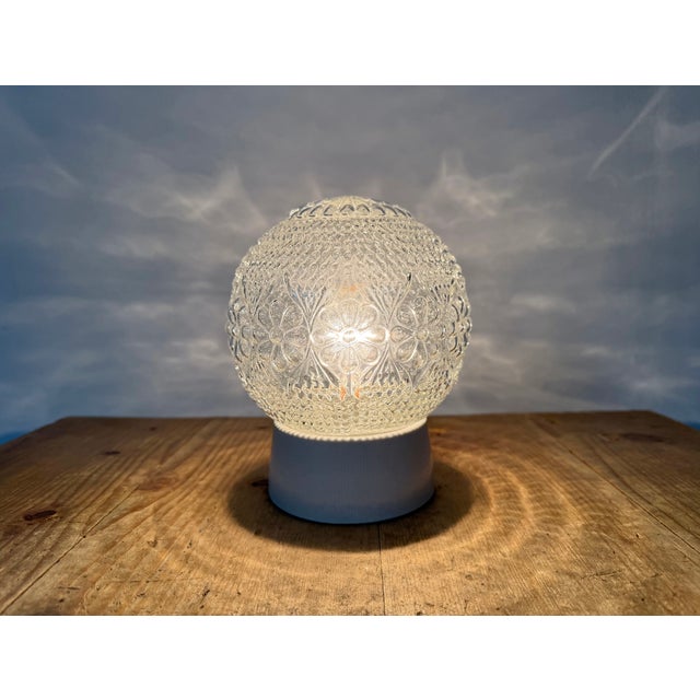 Vintage White Porcelain and Glass Ceiling Light, 1970s For Sale - Image 6 of 14