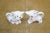 White Mid Century Japan Porcelain Long Neck Cat Figurines Calico Splatter Pair 1950s For Sale - Image 8 of 11