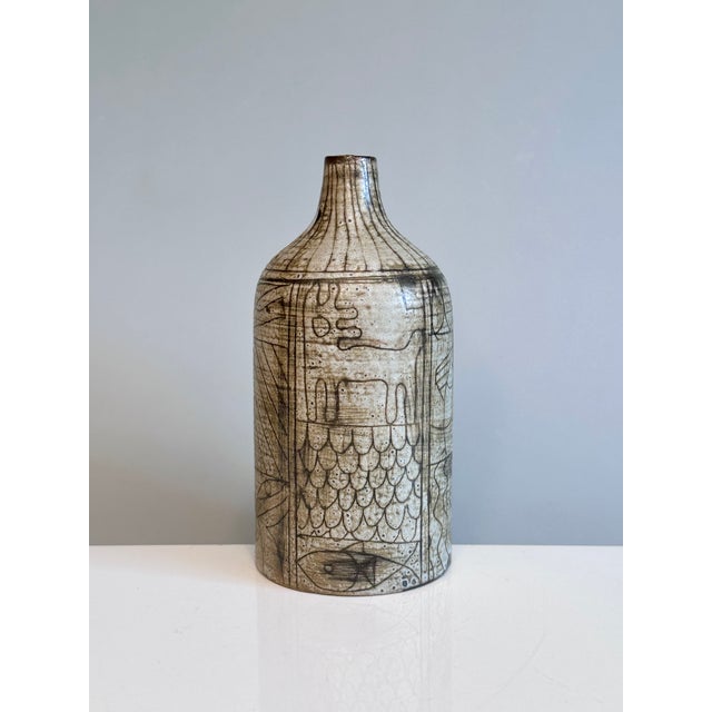 Studio Ceramic Vase with Incised Symbol and Line Decoration by Gerhard Liebenthron, Bremen, Germany, 1963 For Sale - Image 14 of 14