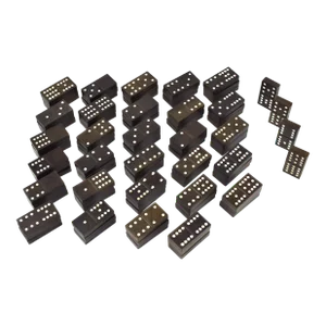 1940s Halsam Double 12 Wooden Dominoes With Capital Building Design - 91 Pieces