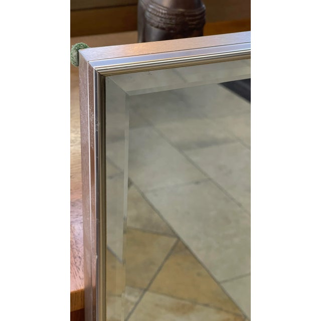 La Barge Vintage Aluminum Frame Beveled La Barge Mirror For Sale - Image 4 of 8