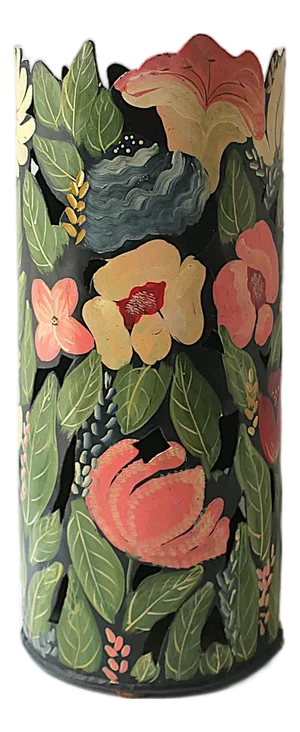 Umbrella Stand Hand Painted Flowers and Leaves