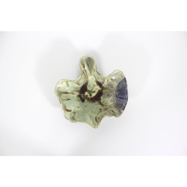 Vintage Sculptural Studio Pottery Footed Bowl Organic Ruffled Edge For Sale - Image 6 of 12