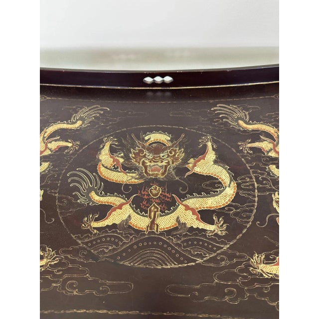 Late 19th Century Late 19th Century Chinese Lacquered Tray Table on Ebonized Stand For Sale - Image 5 of 9