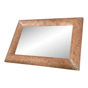 1980s Maitland Smith Style Pink Travertine Stone Mirror