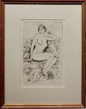 Walter Francis Kuhn- Art Deco Nude Female -Original 1930s Etching
