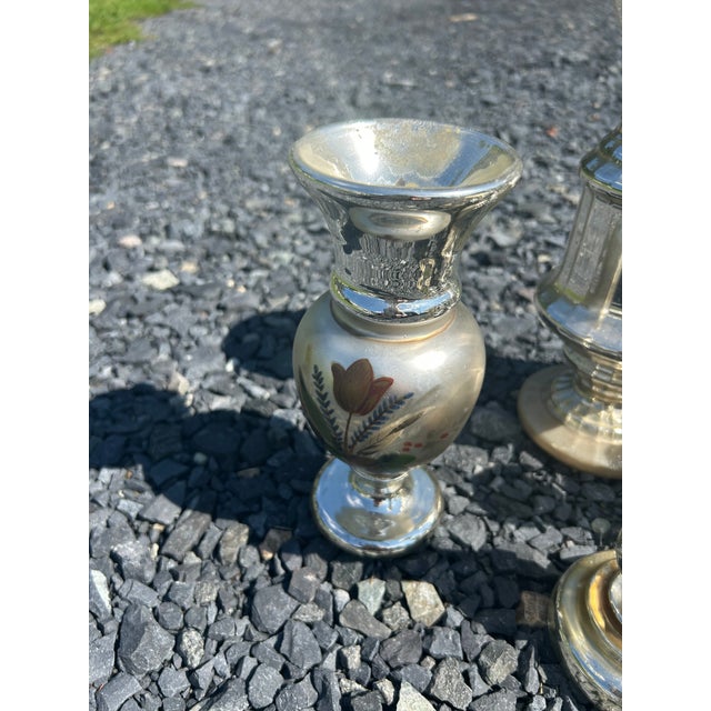 Vintage Mercury Glass Candlesticks and Vases- Set of 10 For Sale - Image 15 of 17