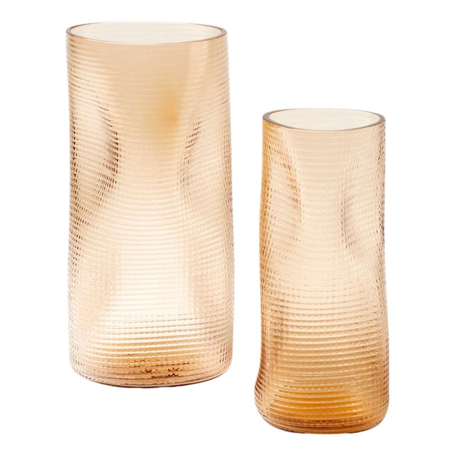 Coral Vases in Hand-Blown Venetian Glass from Cassina, Italy, Set of 2 For Sale