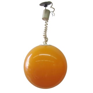 Adjustable Orange Ball Pendant Light For Sale