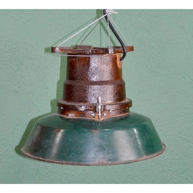Industrial Lamp in Metal Enemalted and Hierro, 1940s For Sale - Image 11 of 11