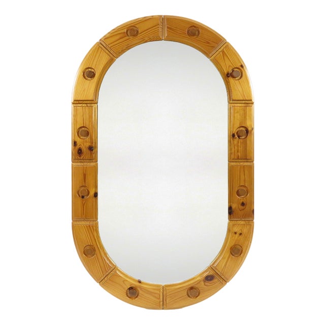 Swedish Pine Mirror, 1970s For Sale