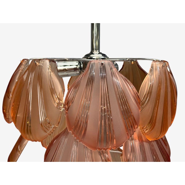 1960s Mid-Century Modern, Orange Shell Motif Murano Glass, Pendant Light, 1960s For Sale - Image 5 of 8