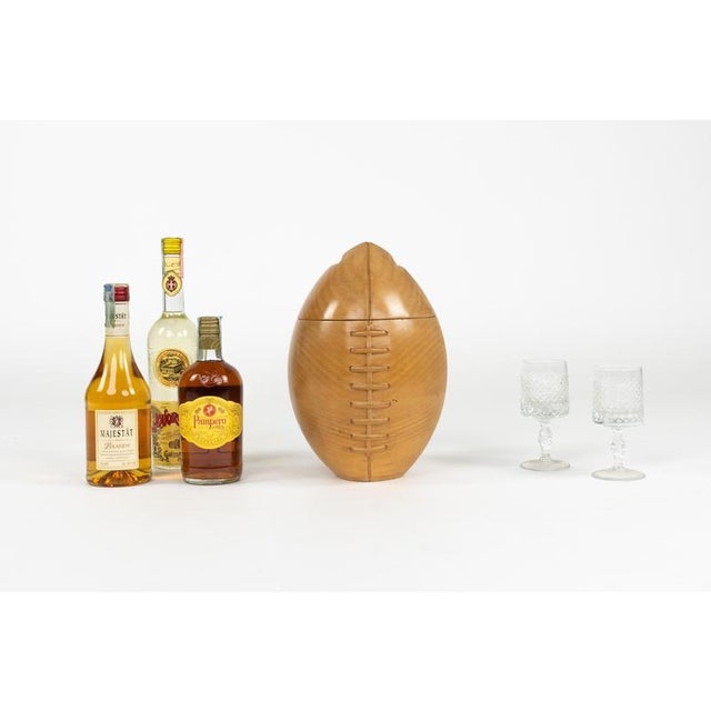 Mid-Century Rugby Ball Ice Bucket in Wood from Bint Firenze, Italy, 1970s For Sale - Image 6 of 18